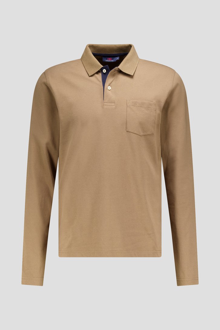 Productfoto 1 van Taupe polo met lange mouwen door Dansaert Blue voor Heren