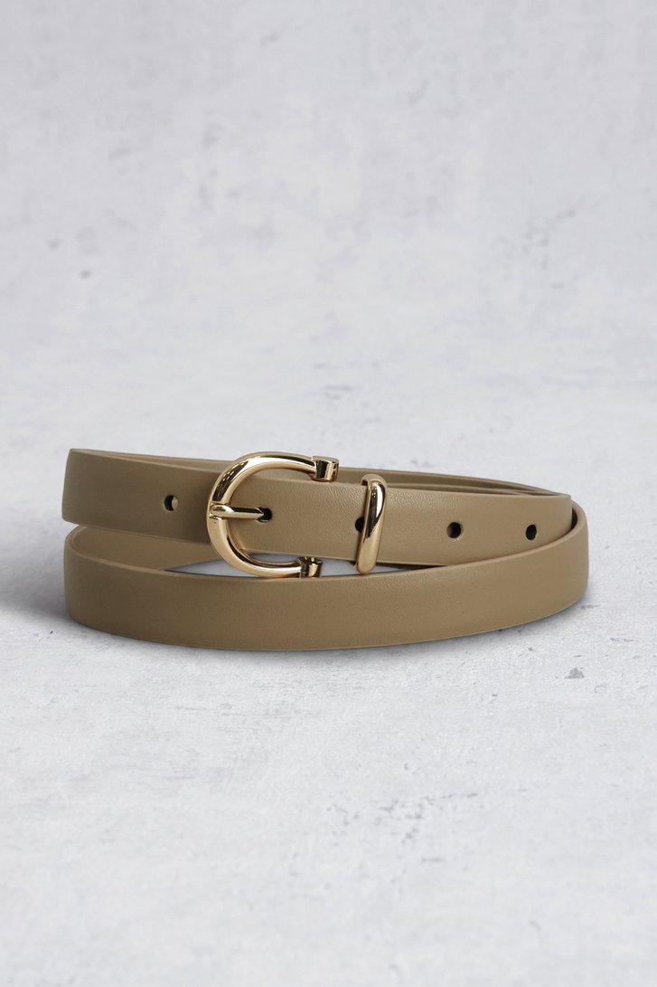 Voorkant van Taupe riem met goudkleurige gesp door Liberty Island voor Dames