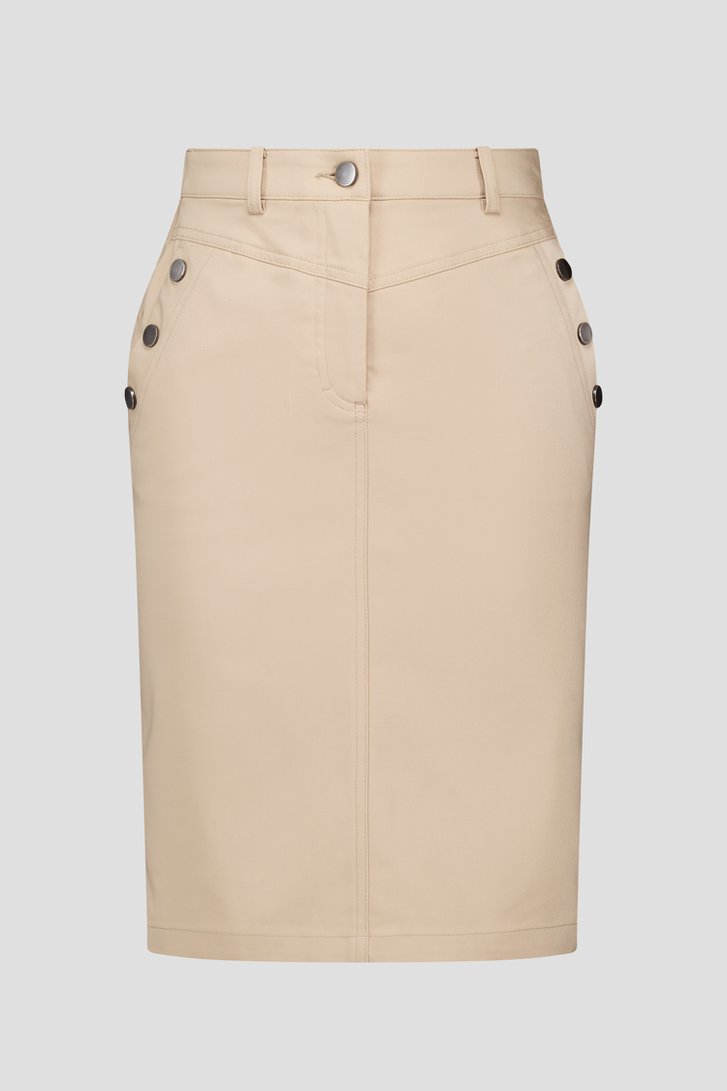 Taupe rok met zilverkleurige knopen van Signature voor Dames