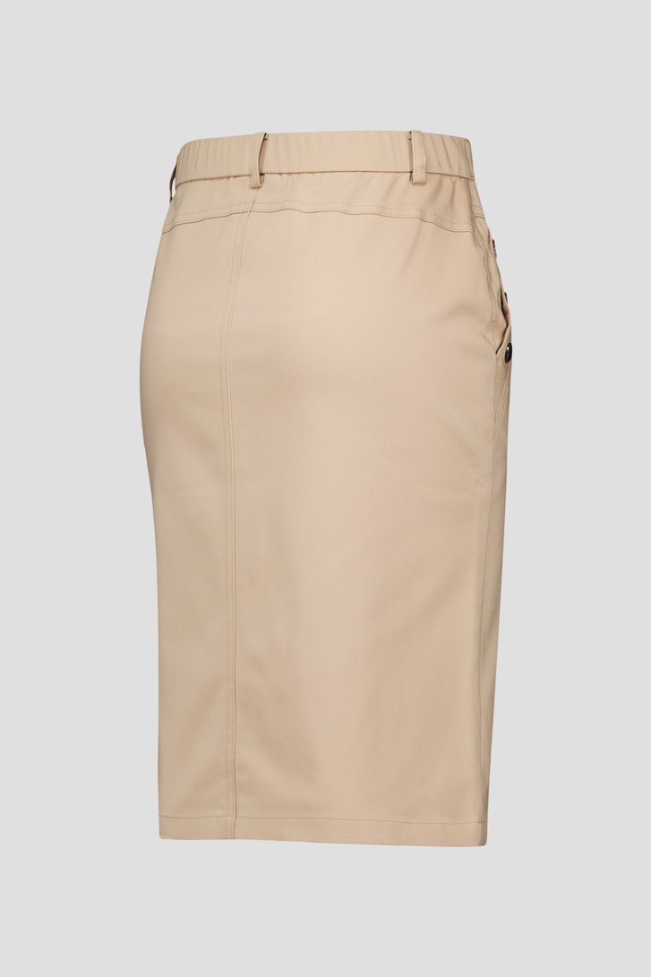 Taupe rok met zilverkleurige knopen van Signature voor Dames