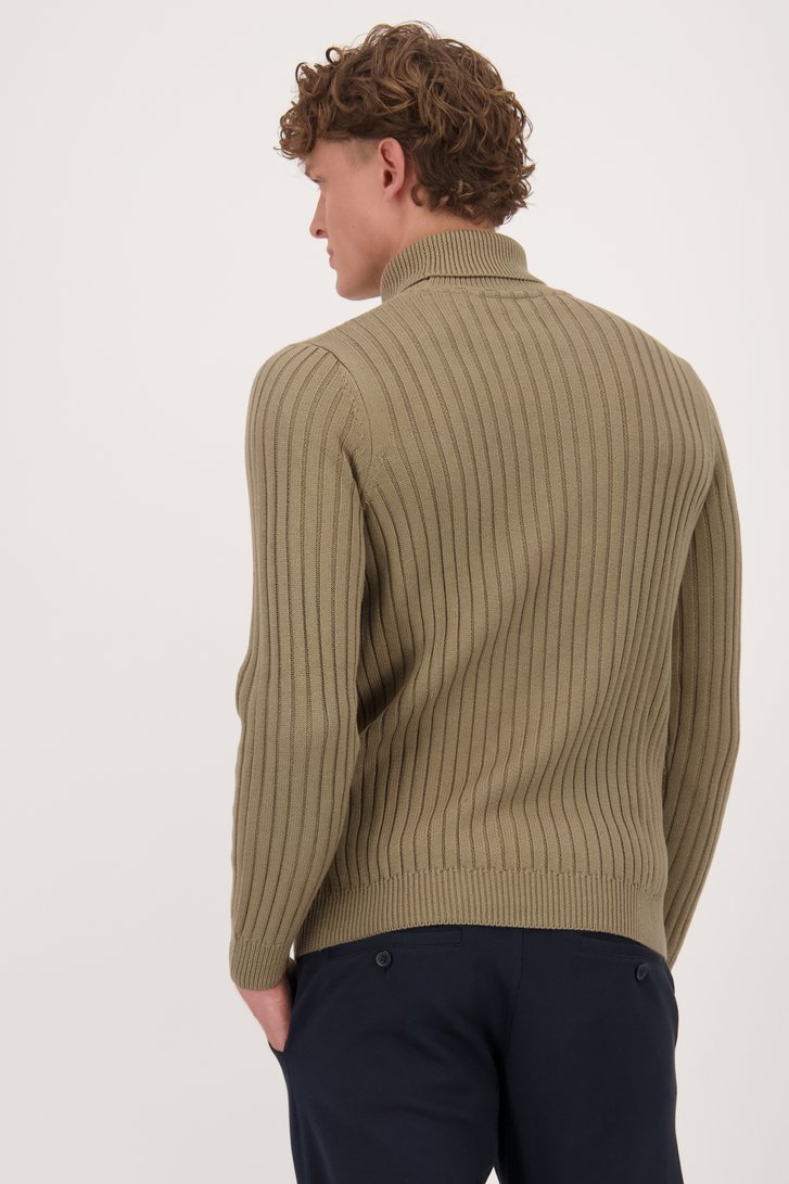 Achterkant van  Taupe trui met rolkraag  door Casual Five voor Heren