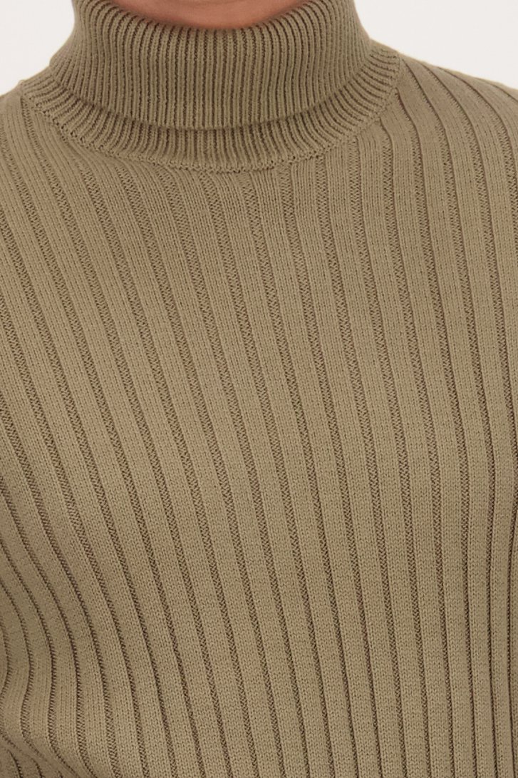 Detail van  Taupe trui met rolkraag  door Casual Five voor Heren