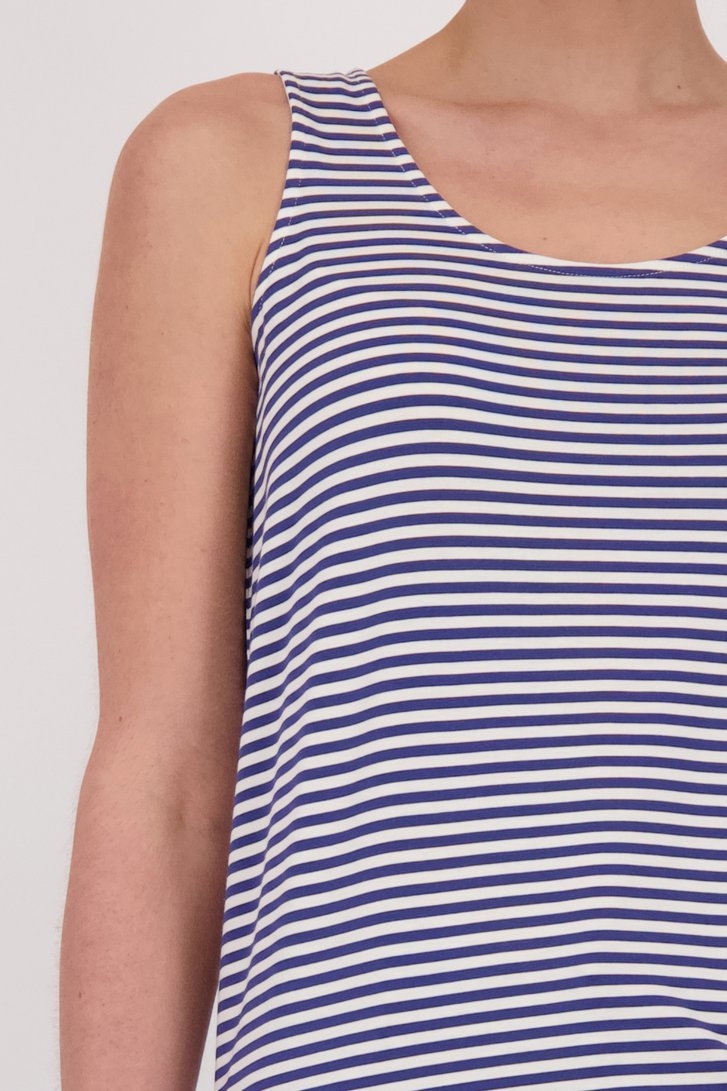 Top à rayures bleu et écru à larges bretelles de Liberty Island pour Femmes