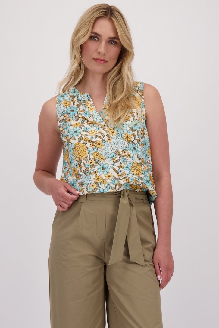 Le devant de Top avec imprimé floral bleu et orange de Libelle pour Femmes