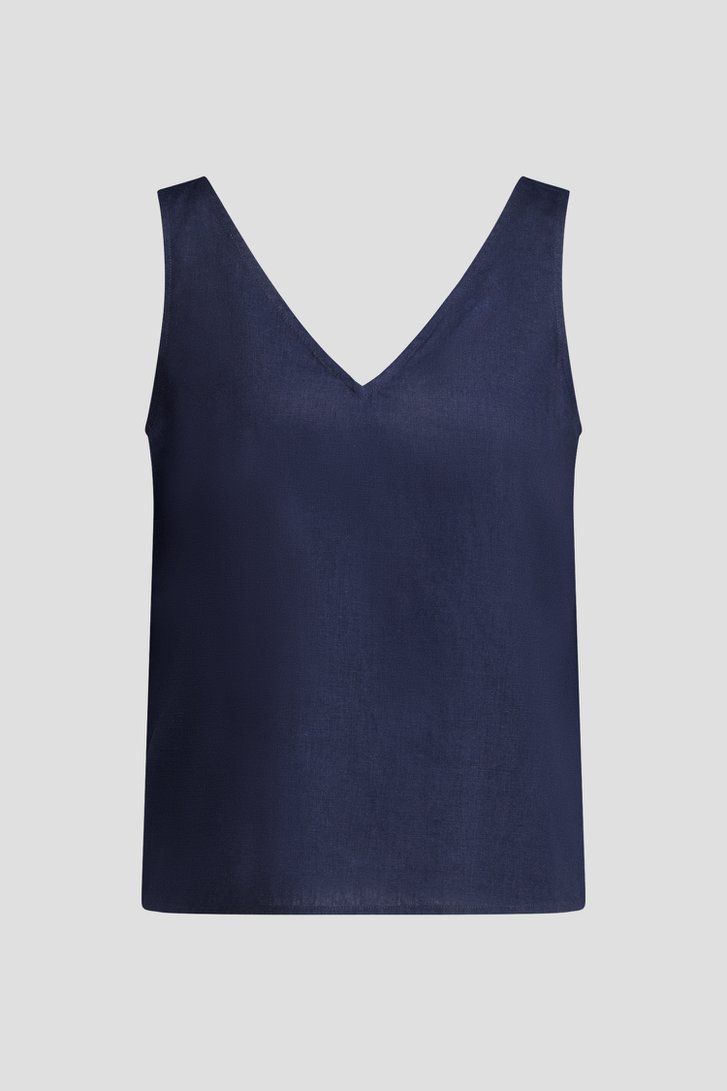 Photo produit 1 de Top bleu marine en lin à double encolure en V de Liberty Island pour Femmes