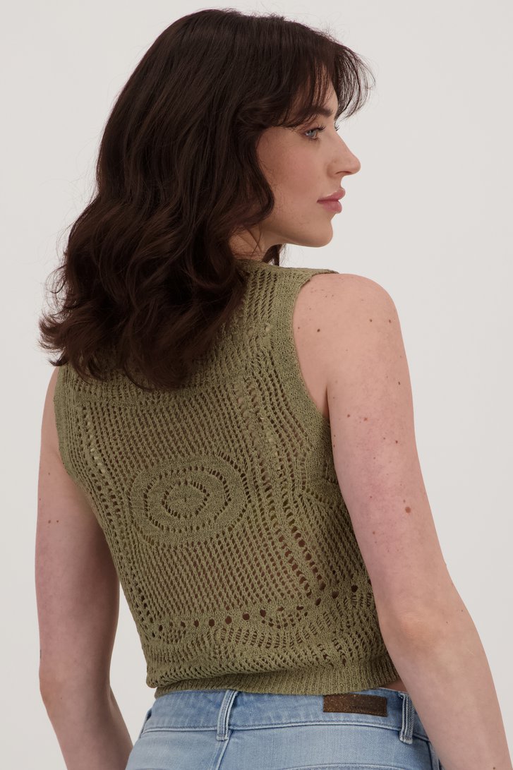 Top en crochet kaki avec détail de nœud de JDY pour Femmes