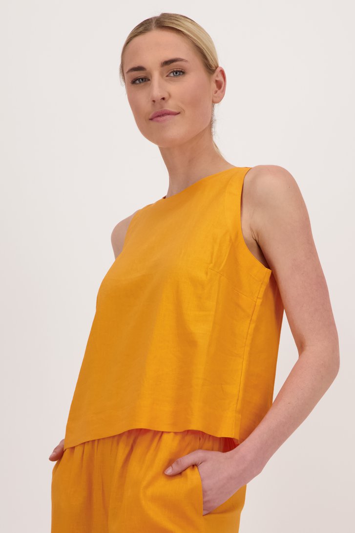 Top en lin orange de Liberty Island pour Femmes