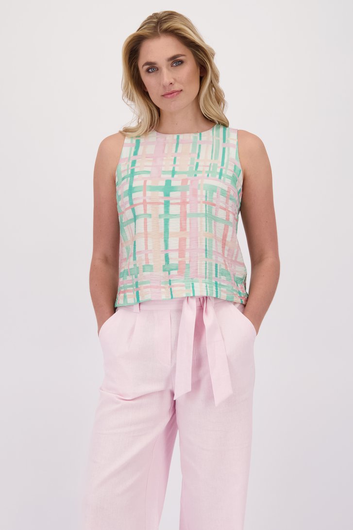 Voorkant van Top met pastelkleurige ruitjesprint  door Libelle voor Dames