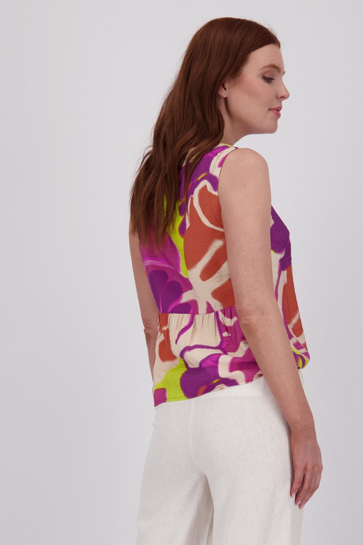 Top met zijdelook en kleurrijke print  van Libelle voor Dames