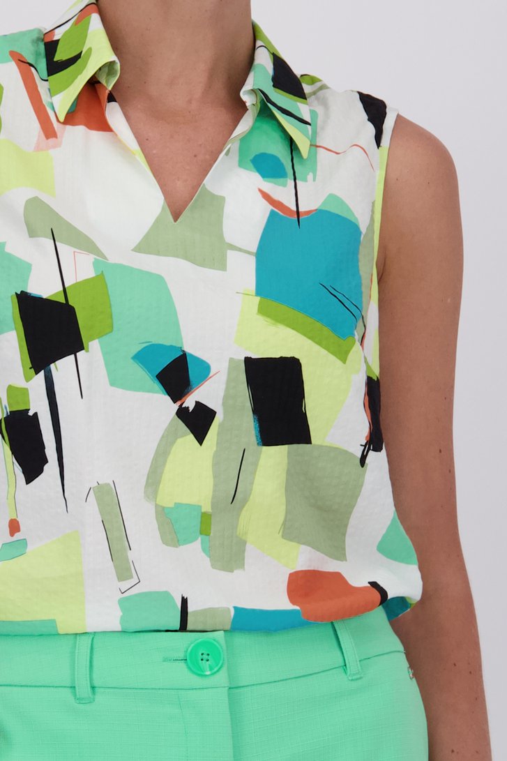 Top sans manches avec imprimé jaune-vert de Claude Arielle pour Femmes