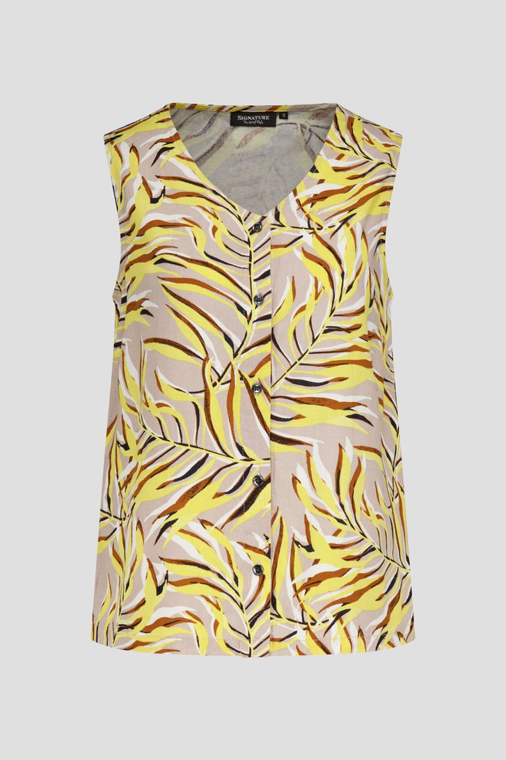 Topje met gele bladerprint van Signature voor Dames