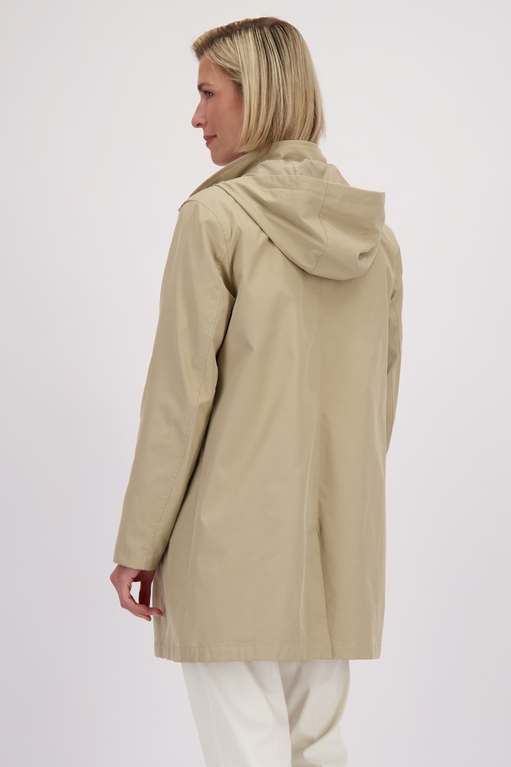 Le dos de Trench-coat beige clair avec capuche de Claude Arielle pour Femmes