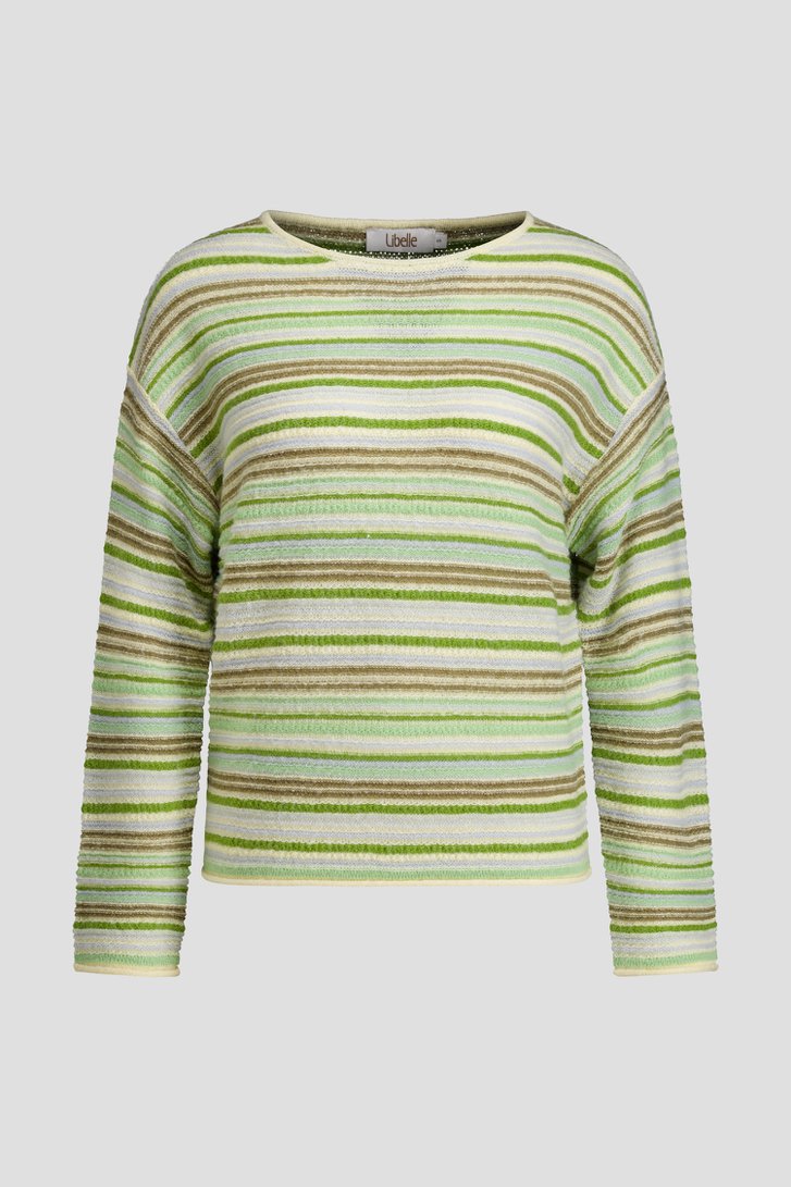 Productfoto 1 van Trui met groen gestreept motief door Libelle voor Dames