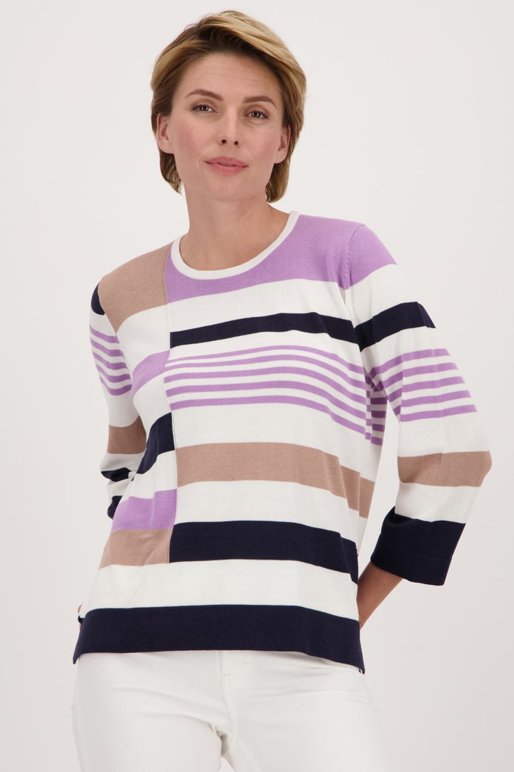 Truitje met breed gestreept patroon van Signature voor Dames