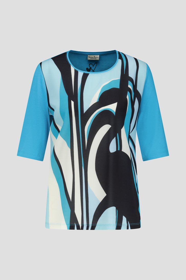 Turqoise T-shirt met grafische print van Barbara Lebek voor Dames