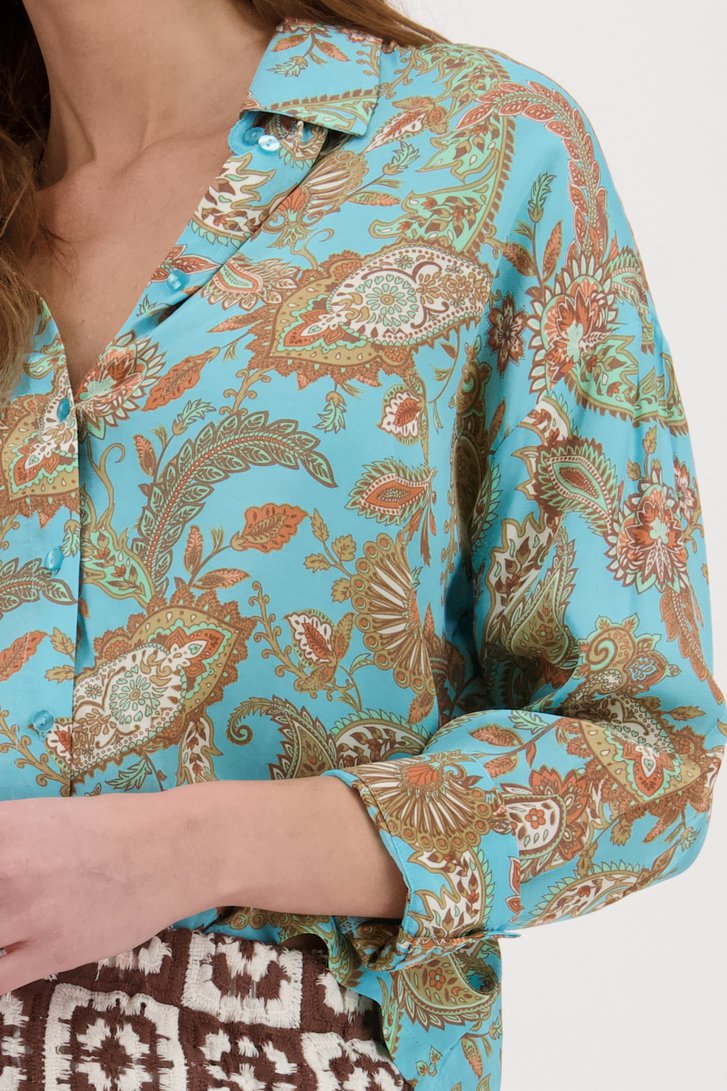 Turquoise blouse met paisley-print van Louise voor Dames
