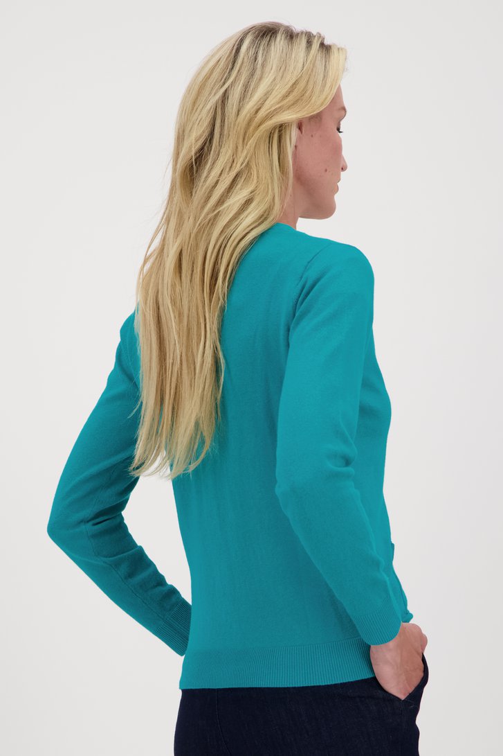 Turquoise cardigan met ton-sur-ton knopen van Claude Arielle voor Dames