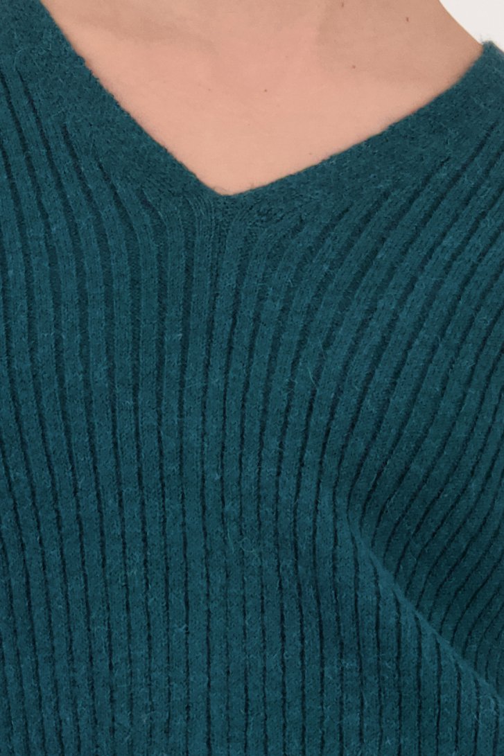 Turquoise ribgebreide trui van Libelle voor Dames