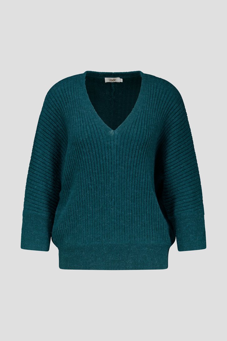 Turquoise ribgebreide trui van Libelle voor Dames