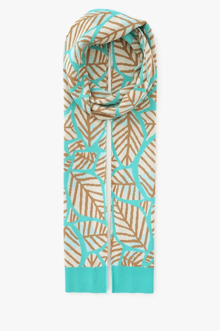 Turquoise sjaal met geometrisch motief van Libelle voor Dames
