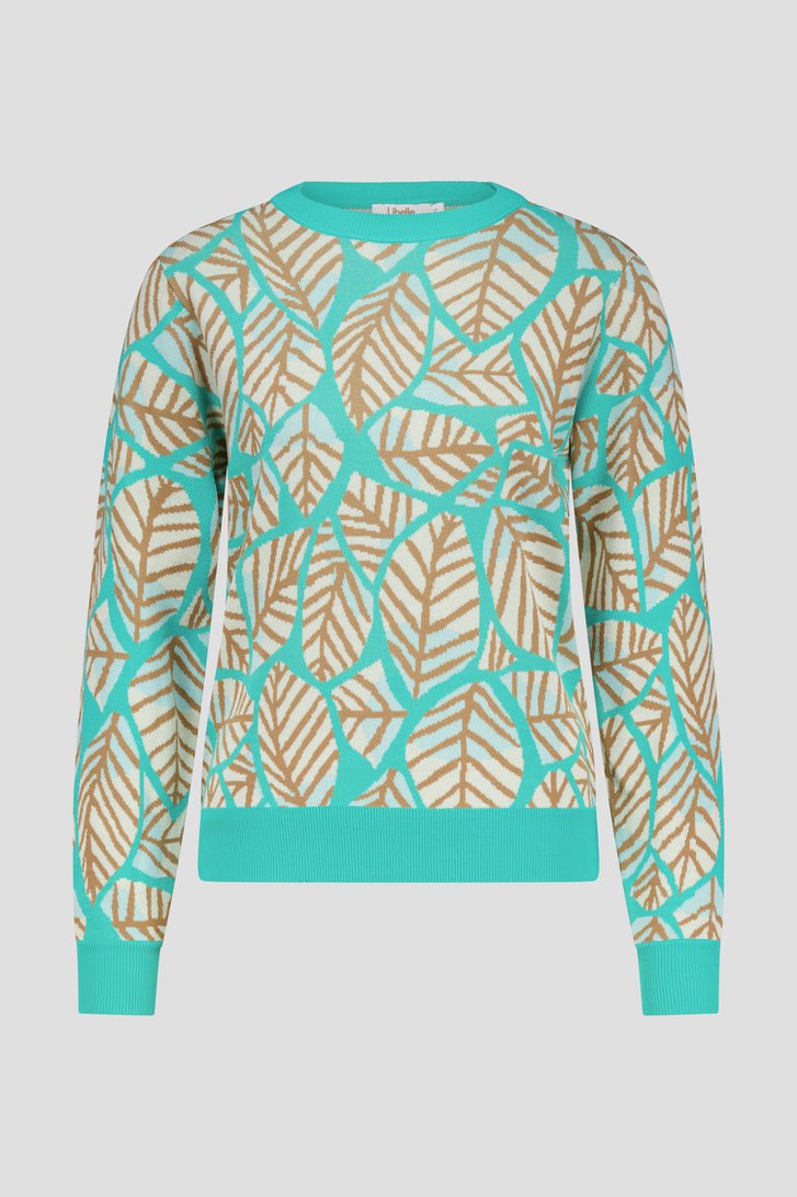Turquoise trui met geometrische print van Libelle voor Dames