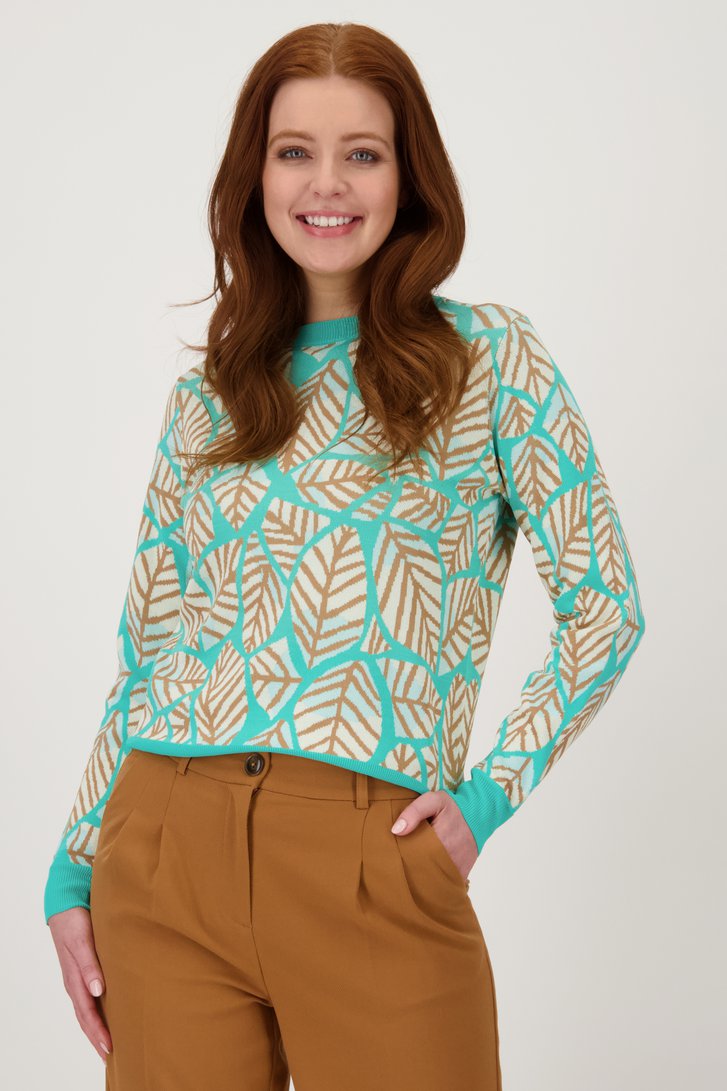 Turquoise trui met geometrische print van Libelle voor Dames