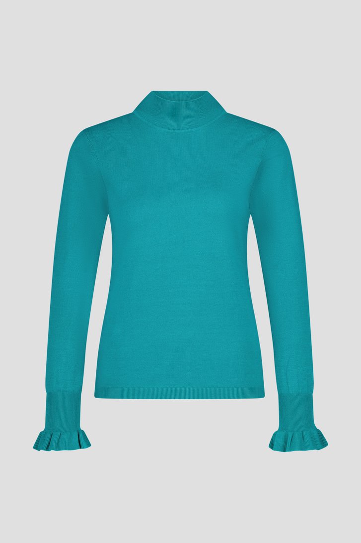 Turquoise truitje met hoge hals van Claude Arielle voor Dames