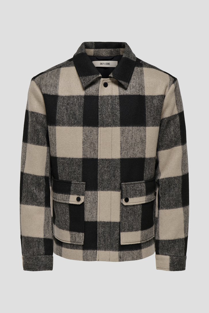 Photo produit 1 de Veste à carreaux noir et beige de Only & Sons pour Hommes