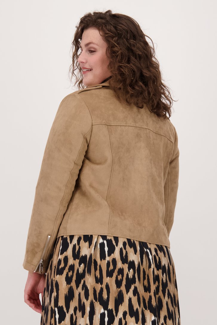 Veste biker beige foncé de Only Carmakoma pour Femmes