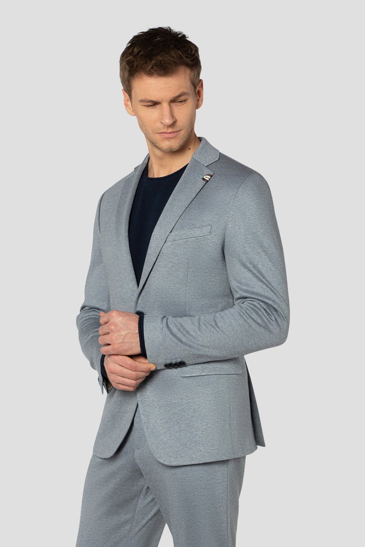 Le devant de Veste de costume bleu chiné  de Benvenuto pour Hommes