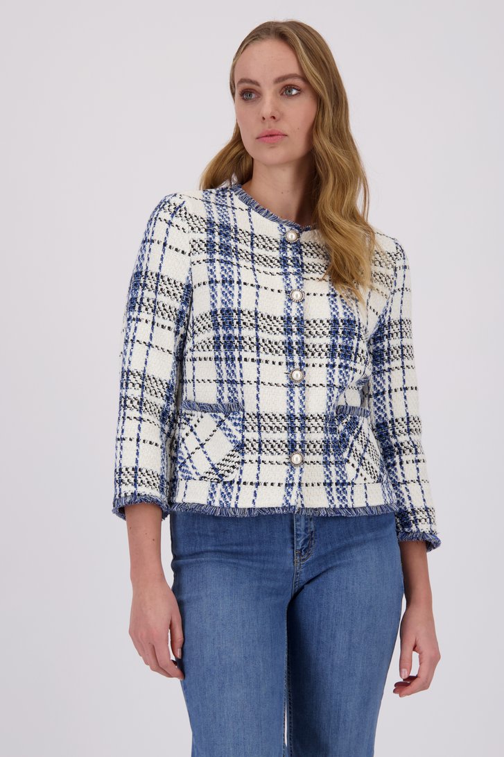 Veste en bouclé blanc avec motif à carreaux	 de More & More pour Femmes