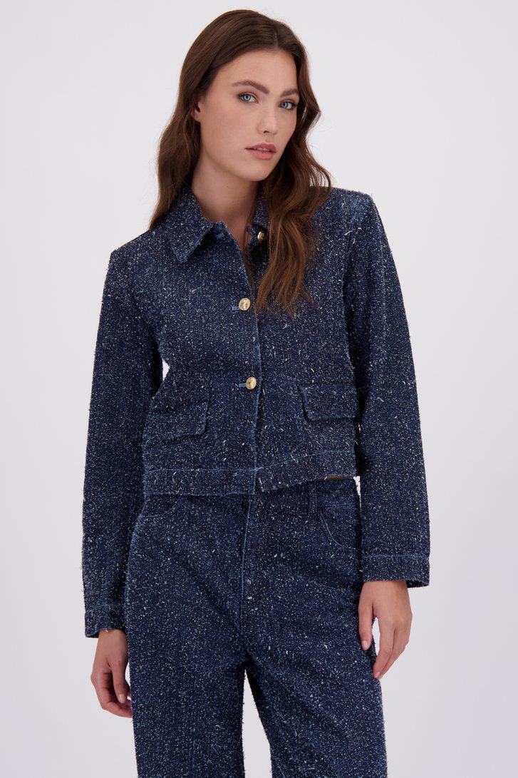 Le devant de Veste en bouclé bleu foncé de JDY pour Femmes
