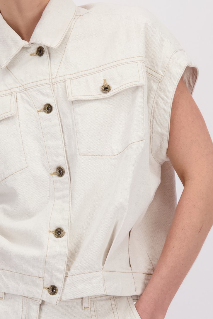Photo supplémentaire 1 de Veste en denim écru sans manches de Liberty Island Denim pour Femmes