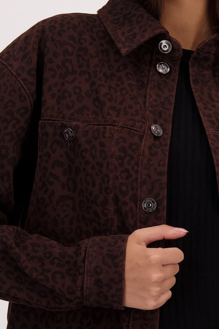 Détail de Veste en jean brune à imprimé léopard de Louise pour Femmes