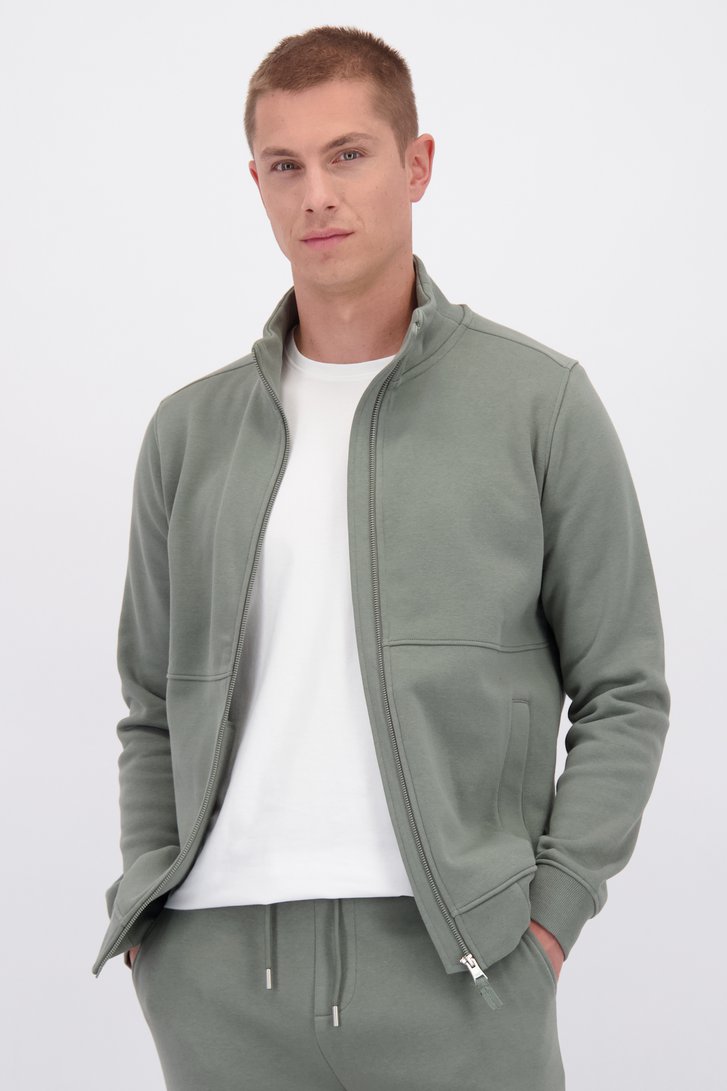 Le devant de Veste gris-vert zippée de Liberty Island pour Hommes