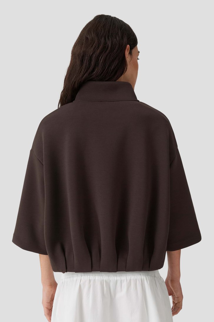 Le dos de Veste sweat marron à manches 3/4 de Opus pour Femmes
