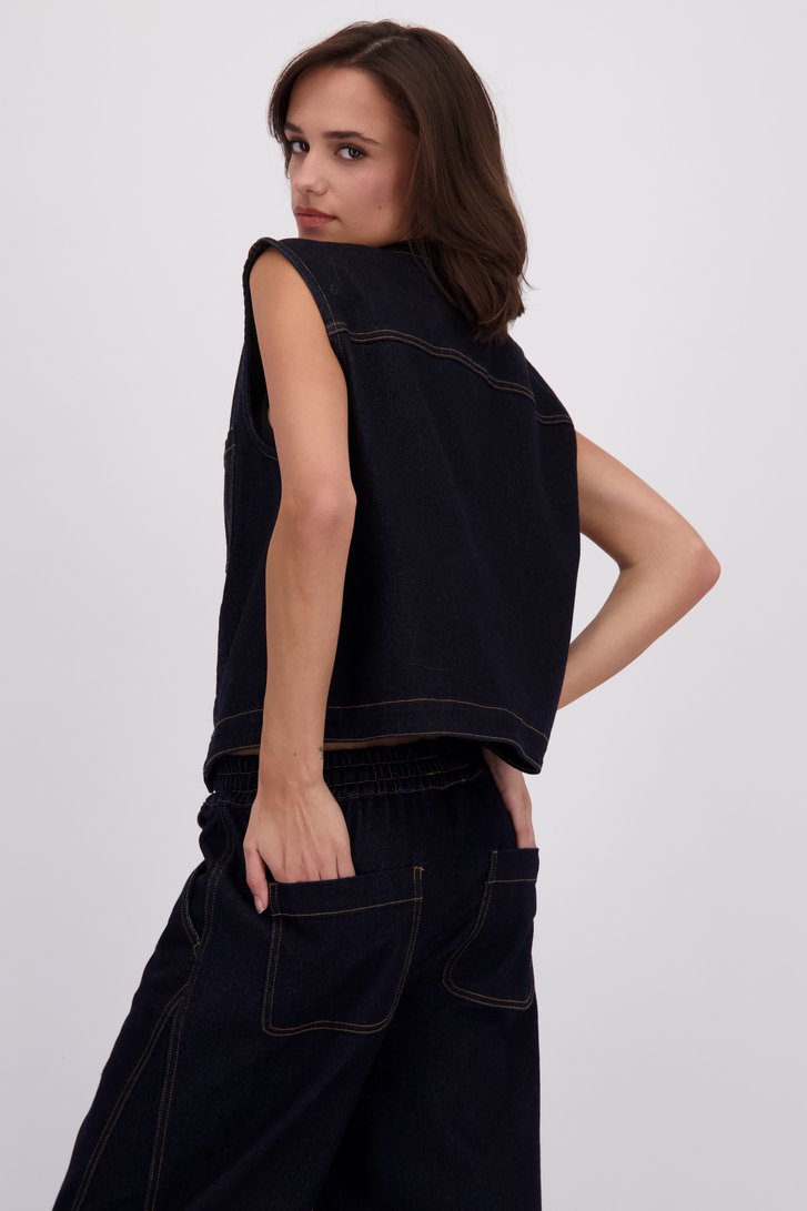 Le dos de Waistcoat en denim bleu foncé de JDY pour Femmes