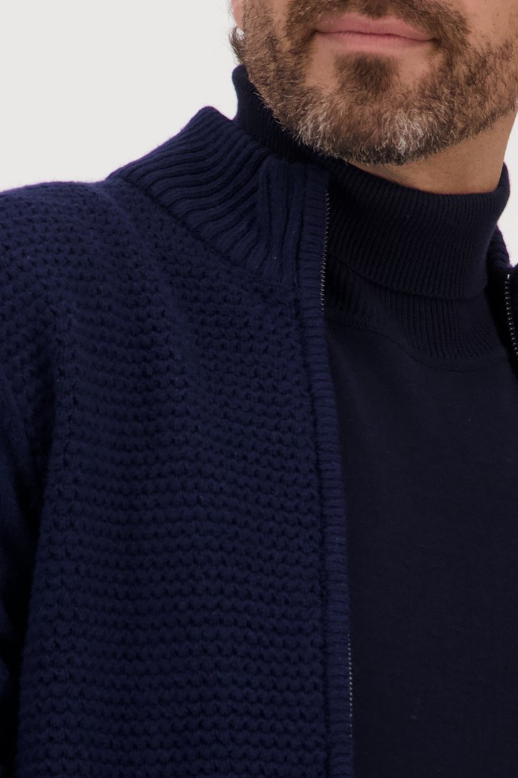Warme blauwe cardigan met rits van Dansaert Blue voor Heren