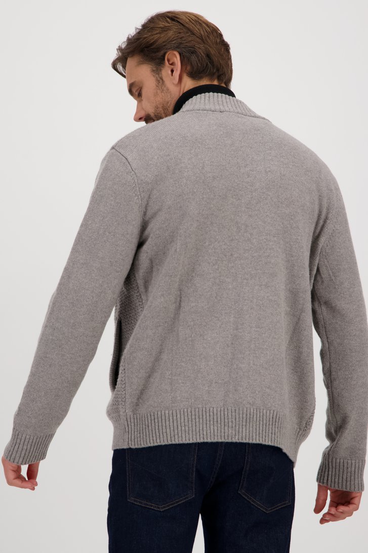 Warme grijze cardigan met rits van Dansaert Blue voor Heren