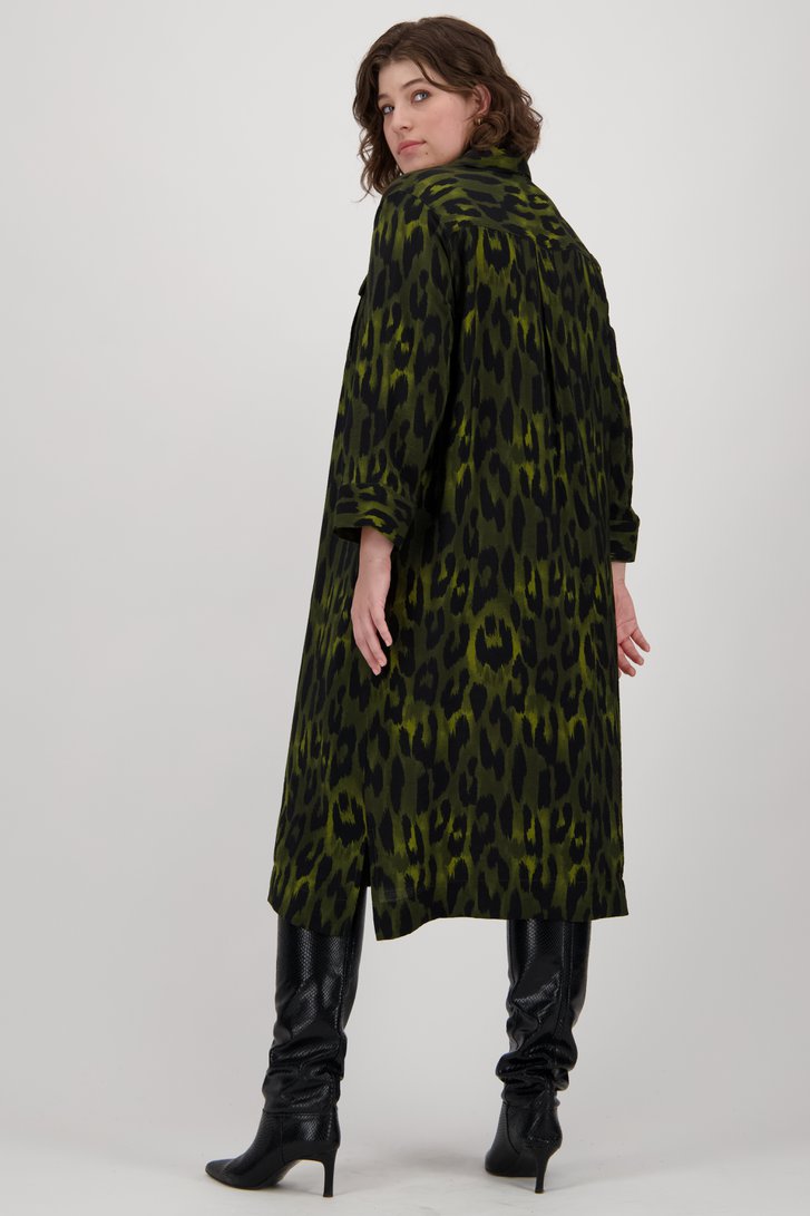 Wijd groen kleedje met zwarte print van Fransa voor Dames