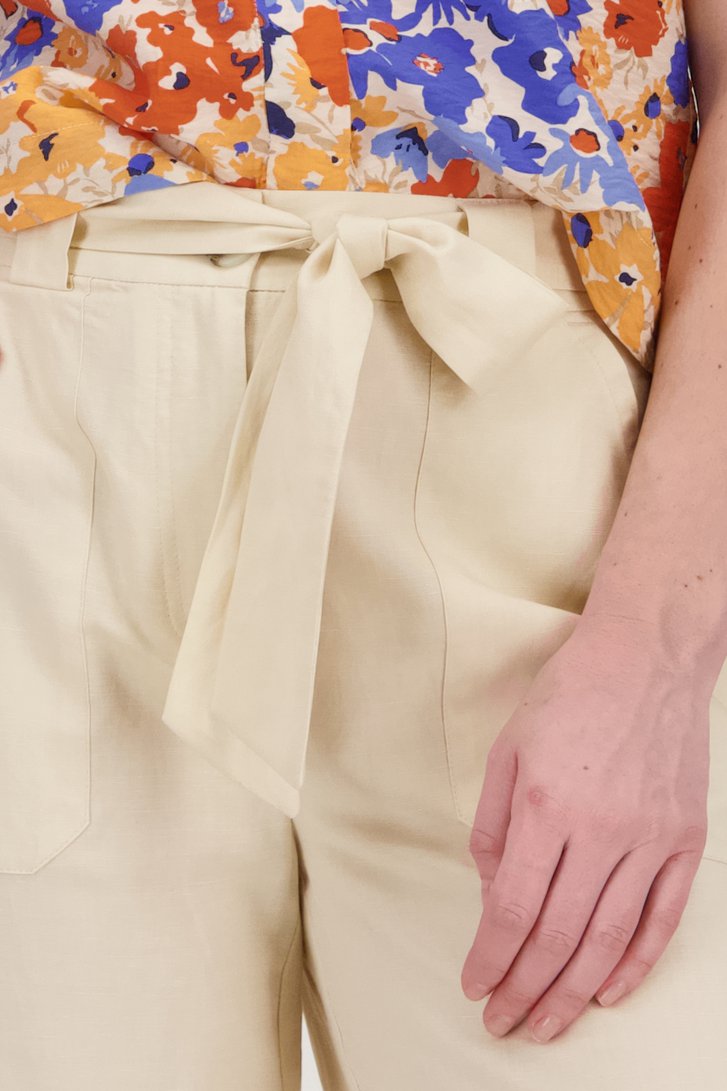 Wijde beige broek in linnen van Liberty Loving nature voor Dames