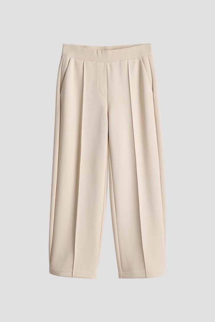 Productfoto 1 van Wijde beige broek in sweatstof door Opus voor Dames