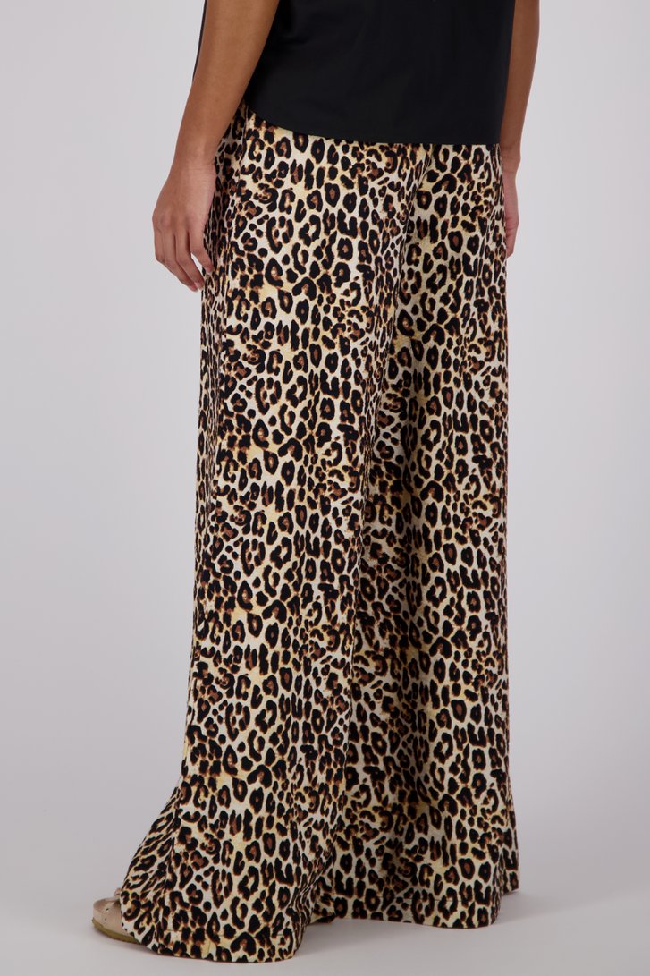 Wijde beige broek met bruine luipaardprint van Louise voor Dames