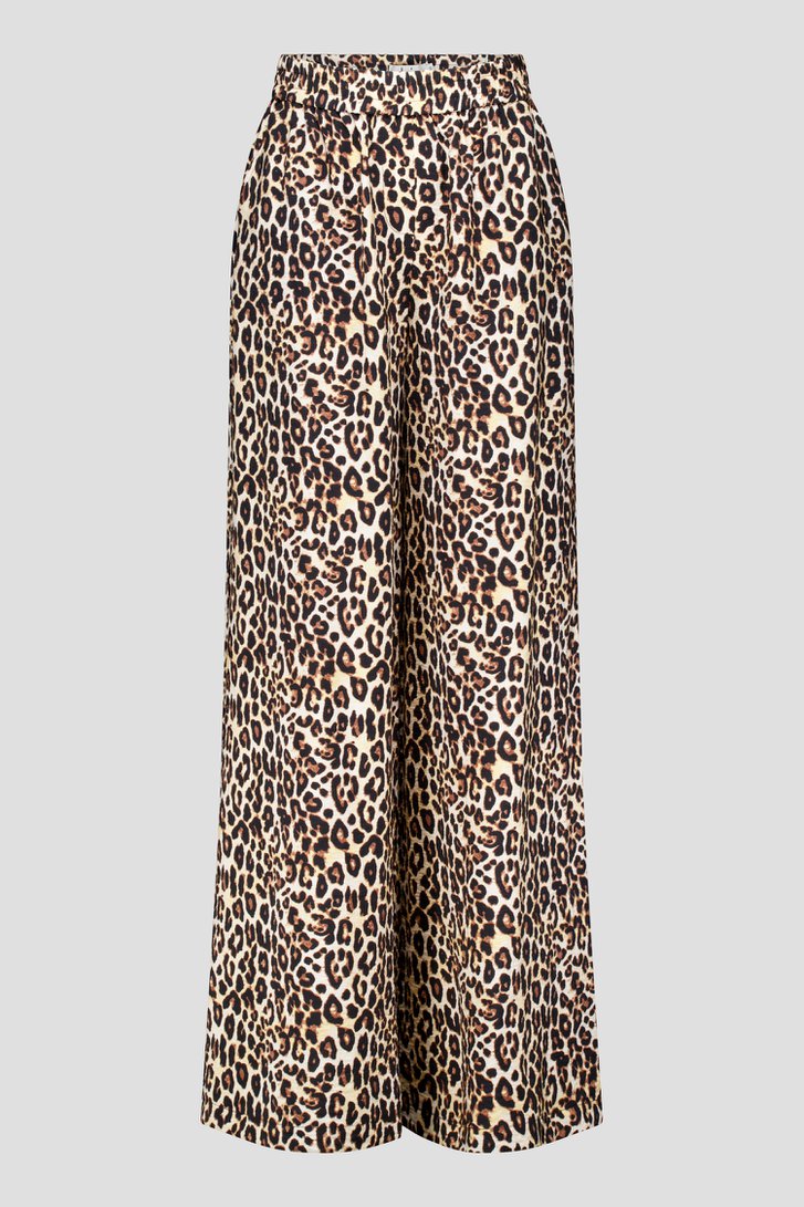 Wijde beige broek met bruine luipaardprint van Louise voor Dames