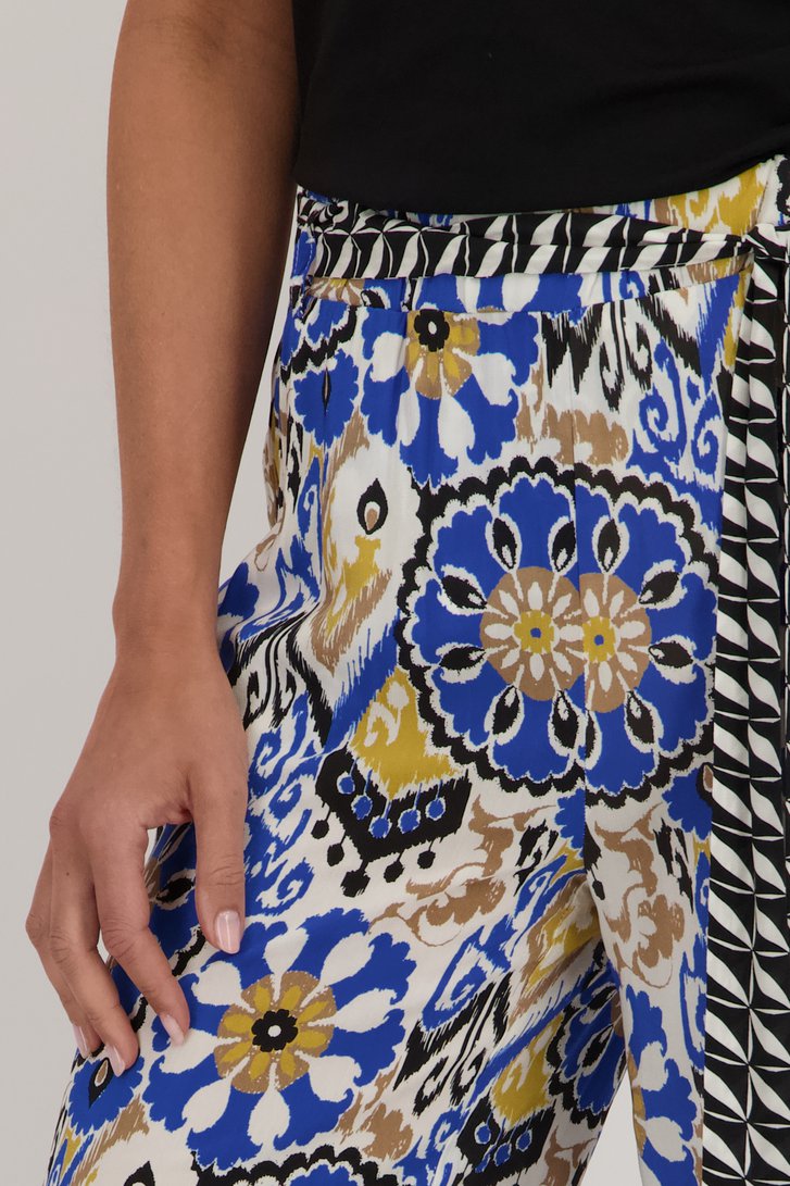 Wijde blauwe broek met print - 7/8 lengte van More & More voor Dames