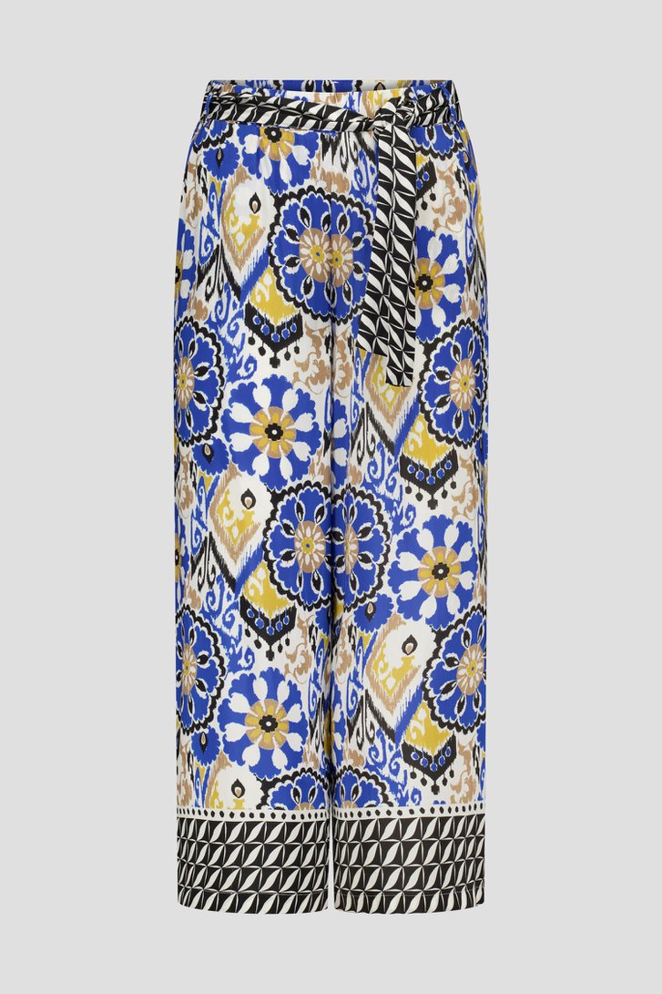 Wijde blauwe broek met print - 7/8 lengte van More & More voor Dames
