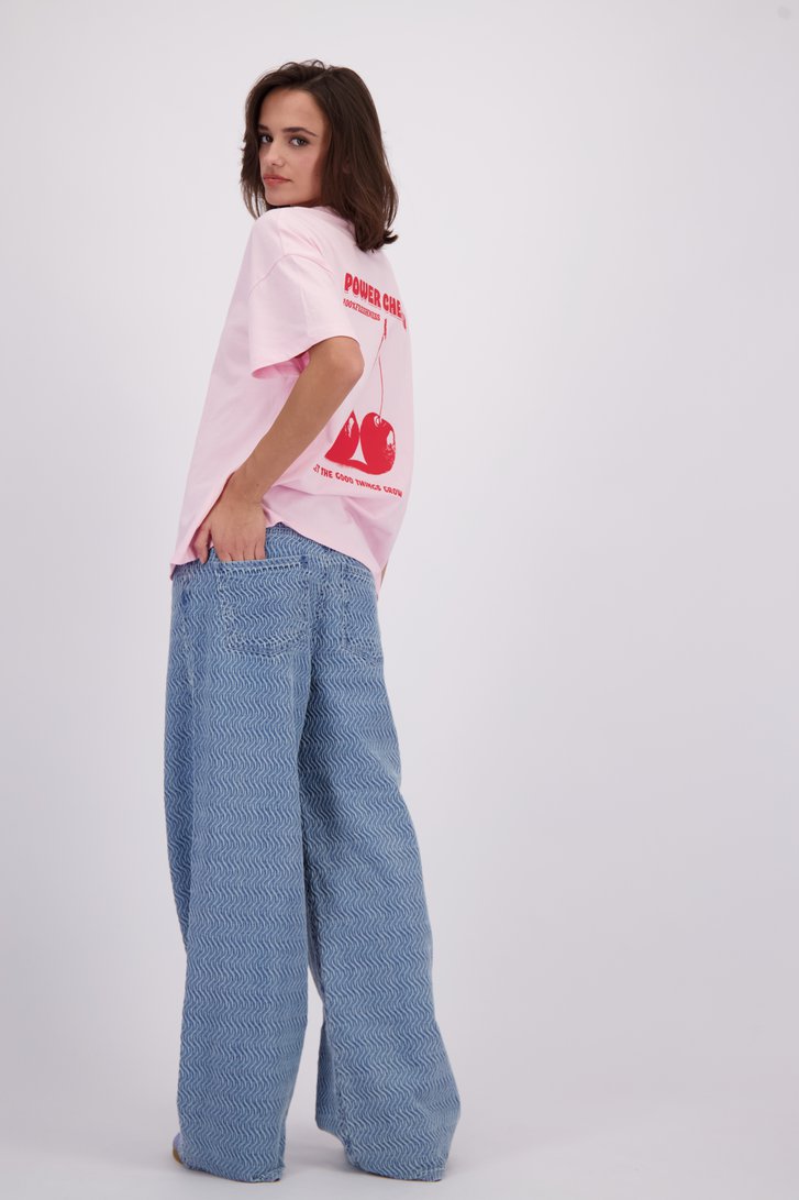 Achterkant van Wijde blauwe jeans met structuur door JDY voor Dames