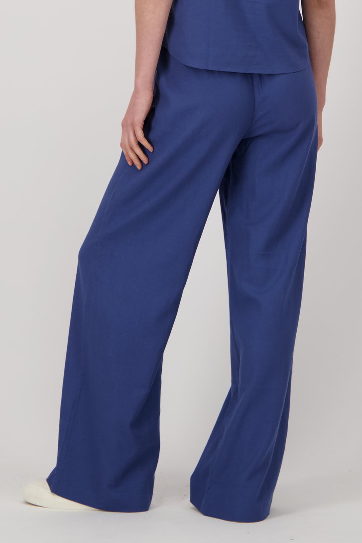Wijde blauwe linnen broek  van Liberty Island voor Dames