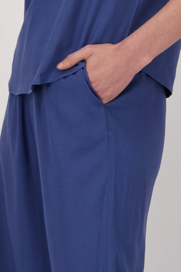 Wijde blauwe linnen broek  van Liberty Island voor Dames
