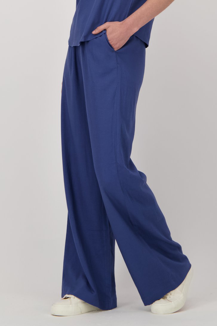 Wijde blauwe linnen broek  van Liberty Island voor Dames